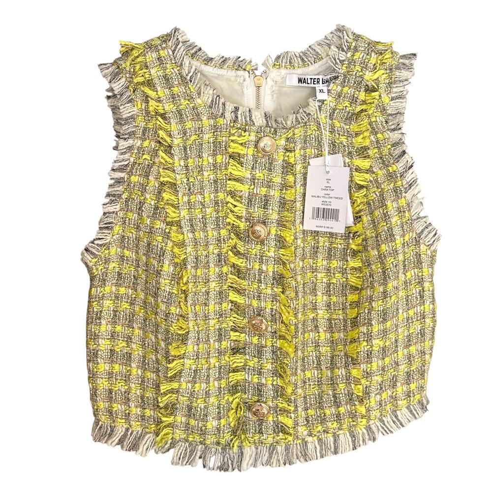 Walter Baker Dara Malibu Yellow Tweed Top XL